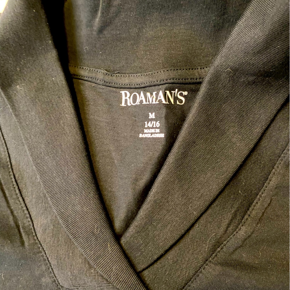 Roaman’s Black Cowl Neck Short Sleeve Woman’s Short Sleeve Top Size Medium 14/16
